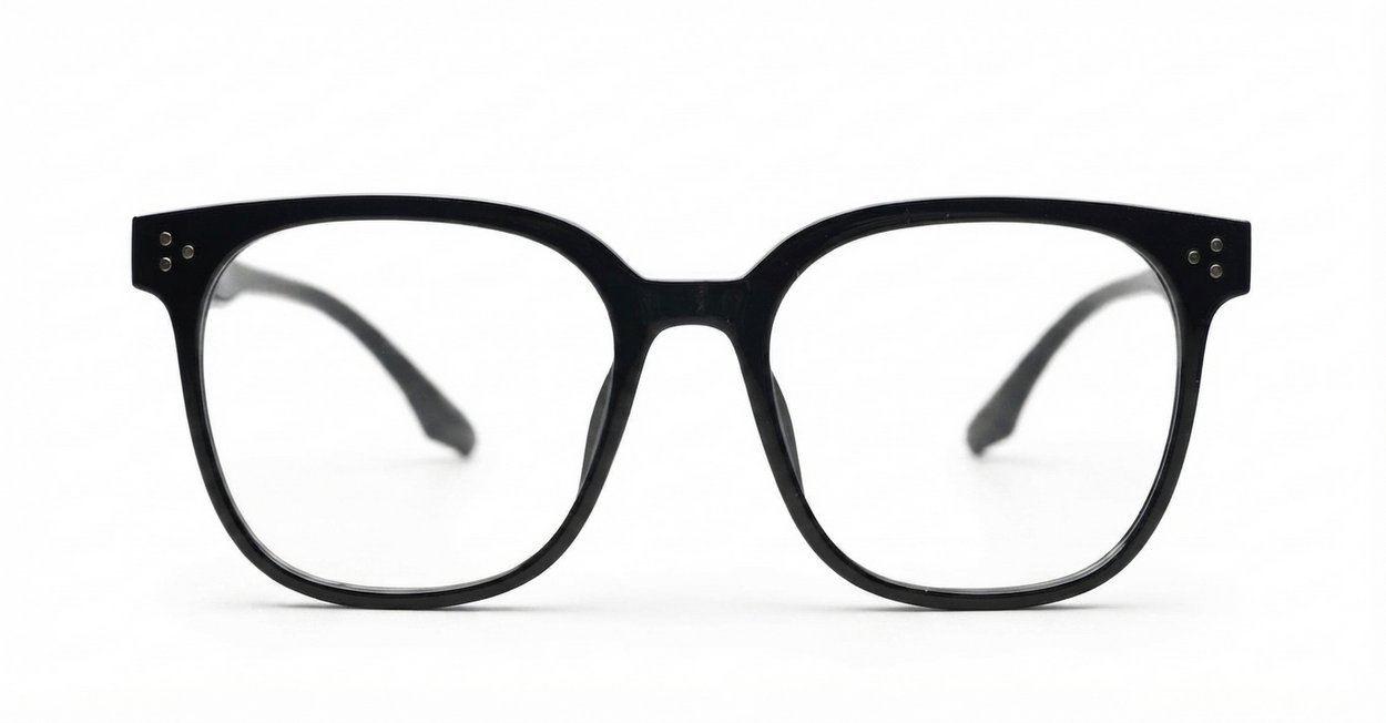 Shiny black TR90 blue blocker glasses with matching frame and temples