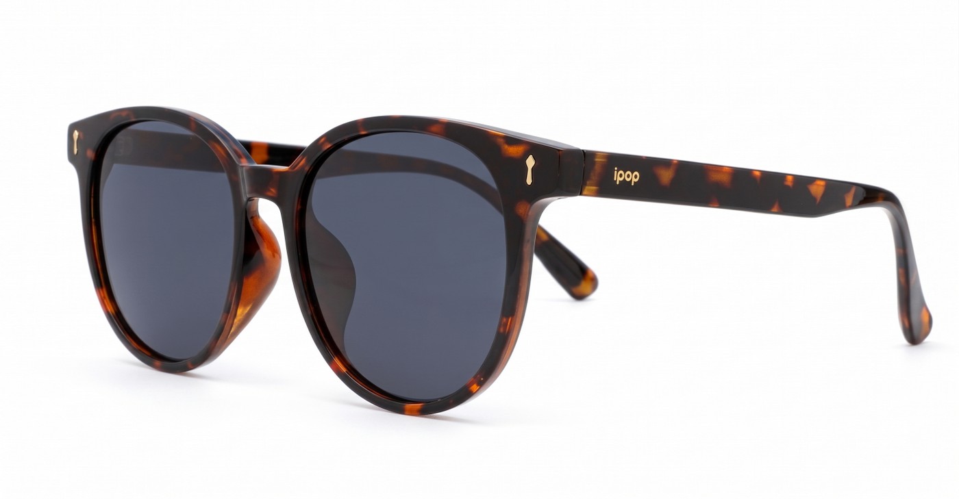 iPOP Vesper large round polarised sunnies in [colour] with gold detail and super dark lenses