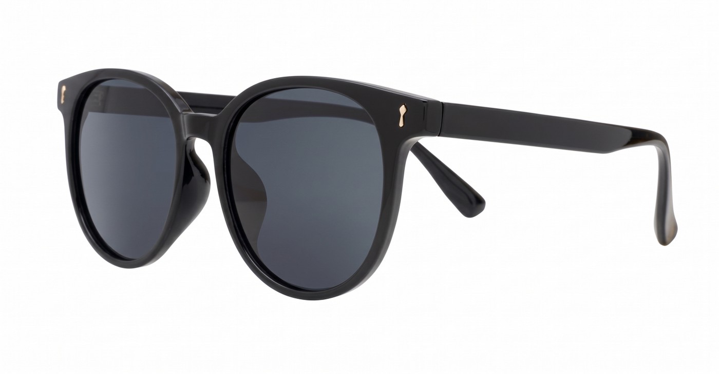 iPOP Vesper large round polarised sunnies in [colour] with gold detail and super dark lenses