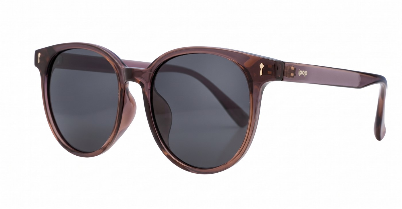 iPOP Vesper large round polarised sunnies in [colour] with gold detail and super dark lenses