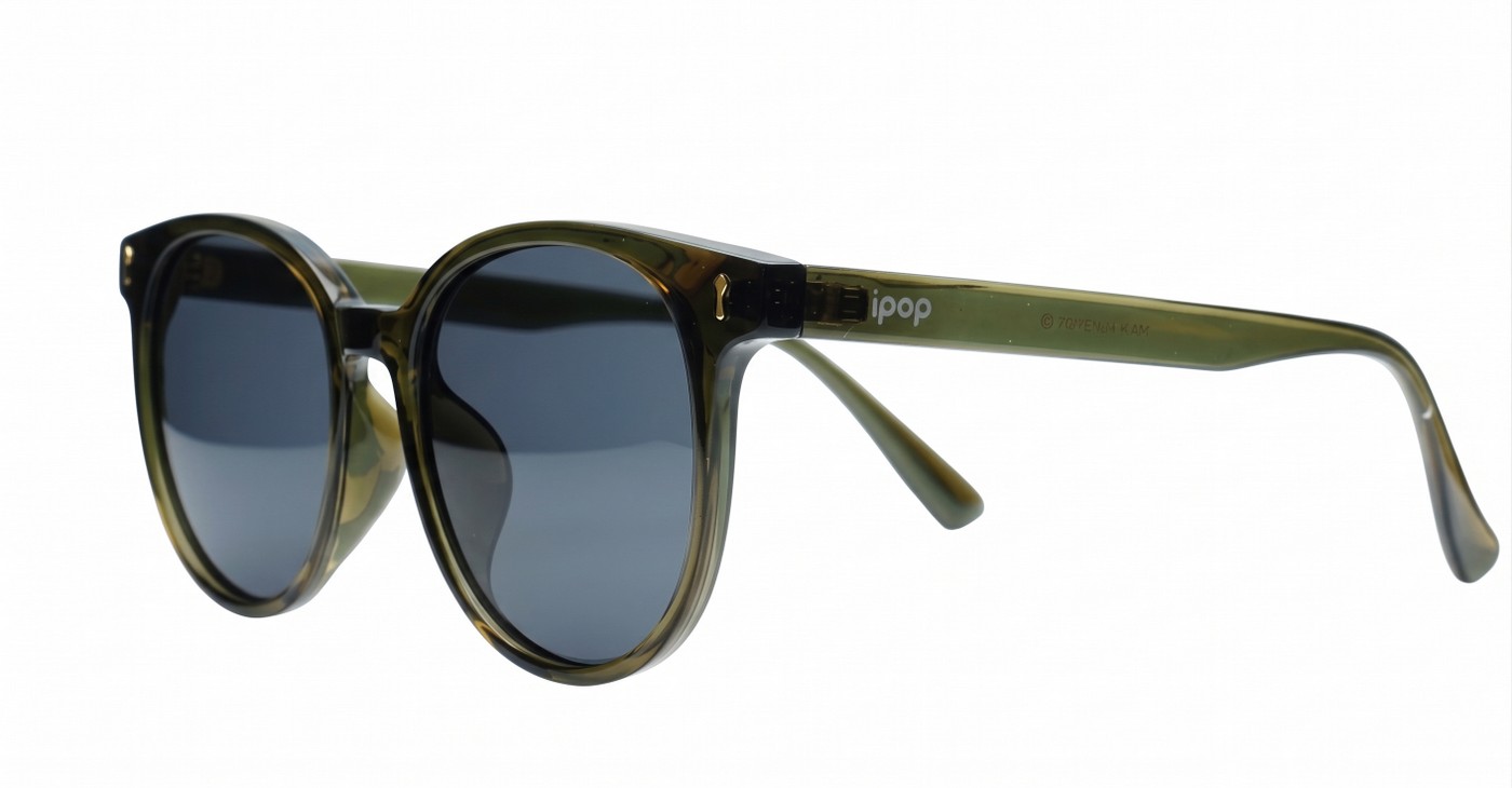 iPOP Vesper large round polarised sunnies in [colour] with gold detail and super dark lenses