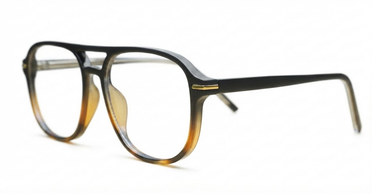 Tortoise aviator blue light glasses with gold bridge and temple detailing