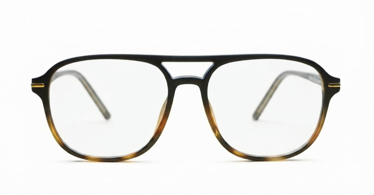 Tortoise aviator blue light glasses with gold bridge and temple detailing