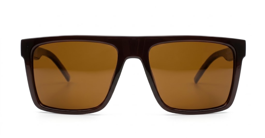  Ryder flat top polarised sunglasses polycarbonate textured temples super dark lenses