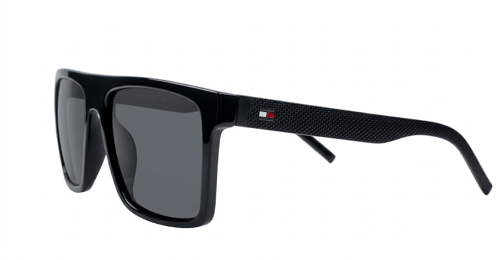  Ryder flat top polarised sunglasses polycarbonate textured temples super dark lenses