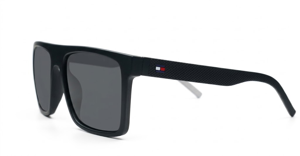  Ryder flat top polarised sunglasses polycarbonate textured temples super dark lenses