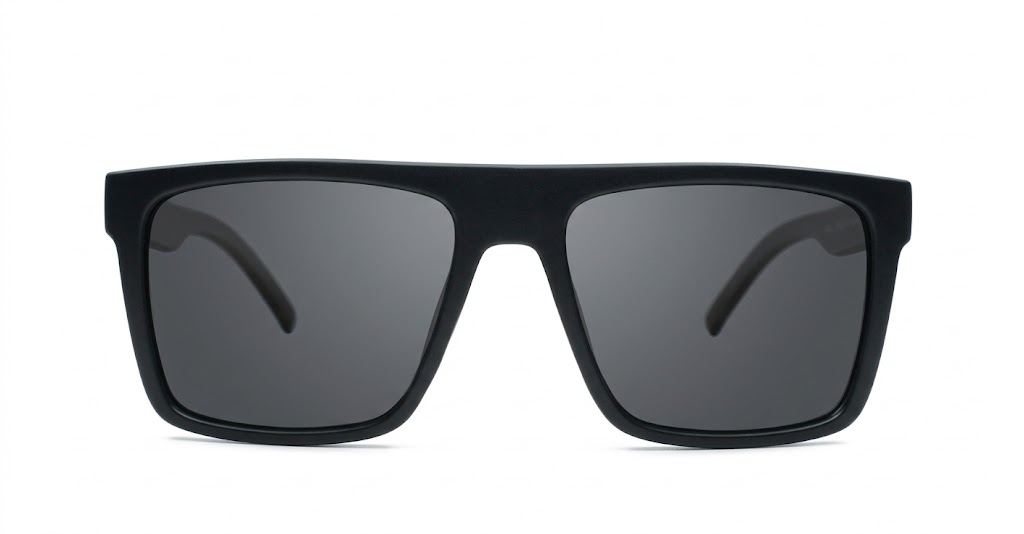  Ryder flat top polarised sunglasses polycarbonate textured temples super dark lenses