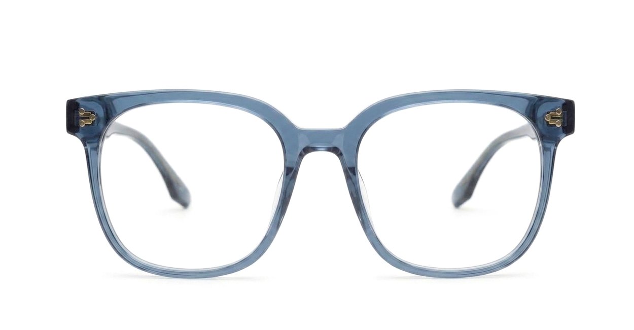 Translucent blue grey TR90 blue blocker glasses with matching frame and temples