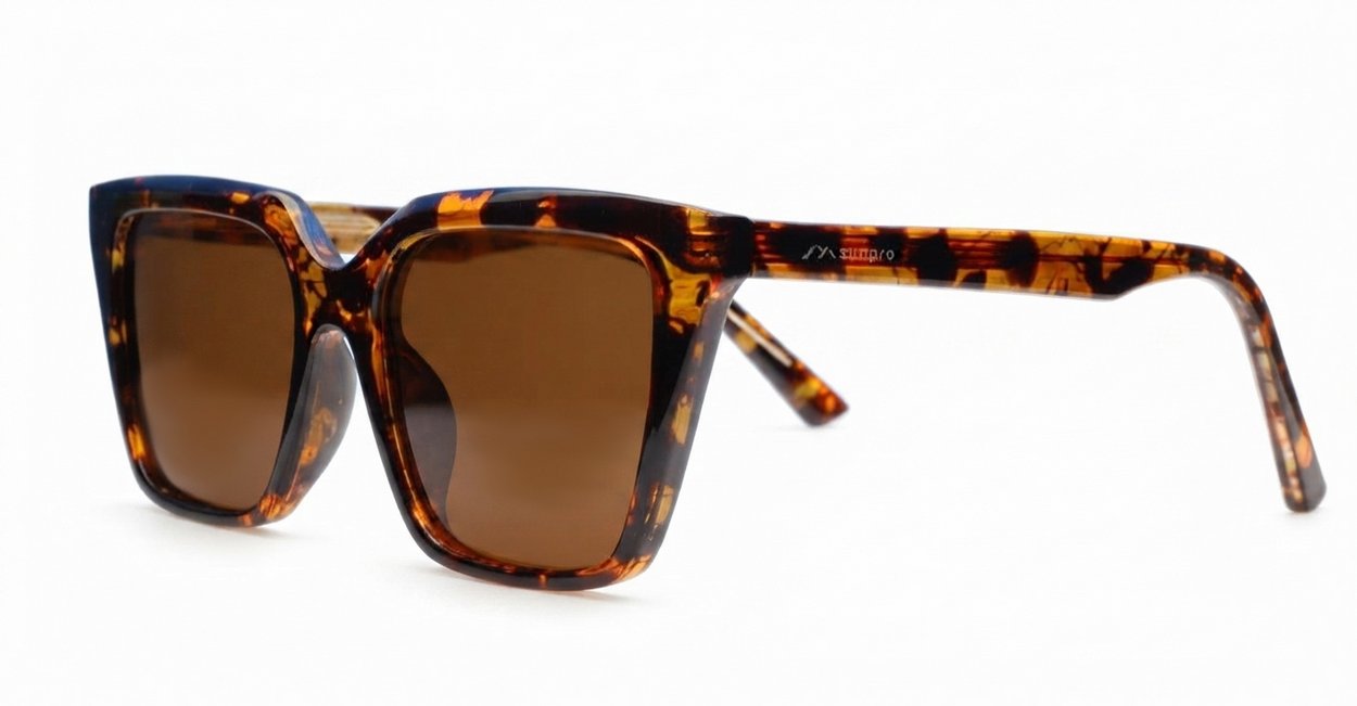 Oreo tortoise cat-eye polarised sunglasses warm brown finish