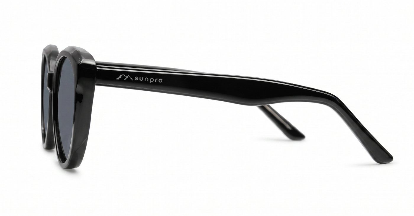 iPOP Talia polarised cat eye sunglasses in [translucent brown with brown lenses / black with dark grey lenses]