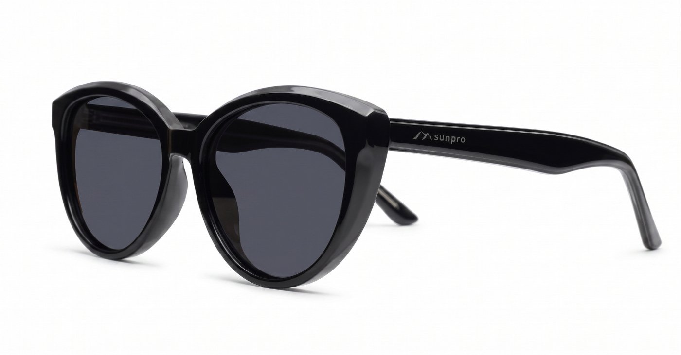 iPOP Talia polarised cat eye sunglasses in [translucent brown with brown lenses / black with dark grey lenses]