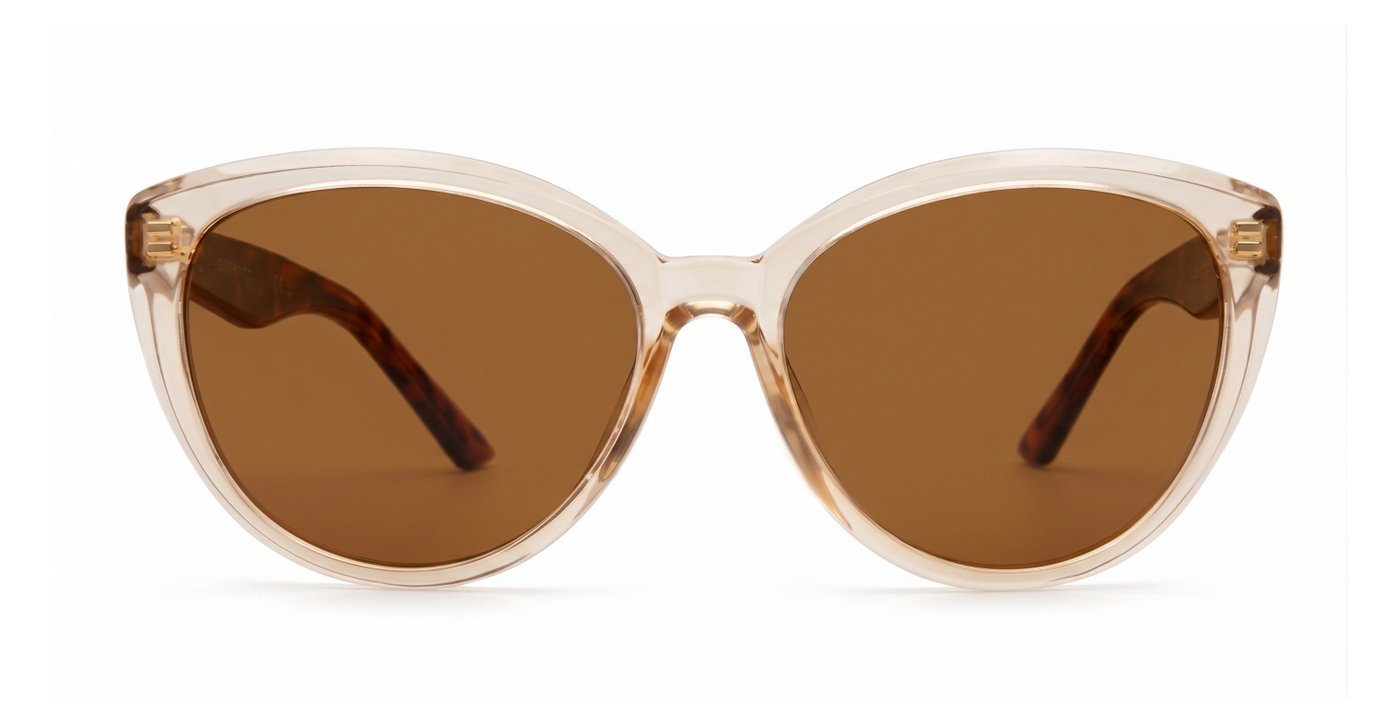 iPOP Talia polarised cat eye sunglasses in [translucent brown with brown lenses / black with dark grey lenses]