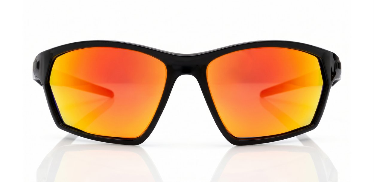  iPOP Bullet angular wrap polarised sunnies in matte black with blue mirror lenses
