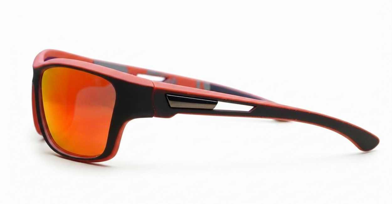Mason Red men's sports sunglasses with red mirror lenses and matte black soft touch frames