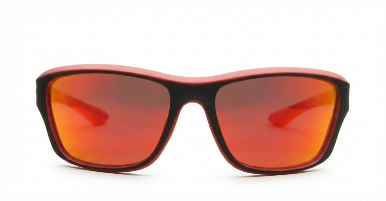 Mason Red men's sports sunglasses with red mirror lenses and matte black soft touch frames