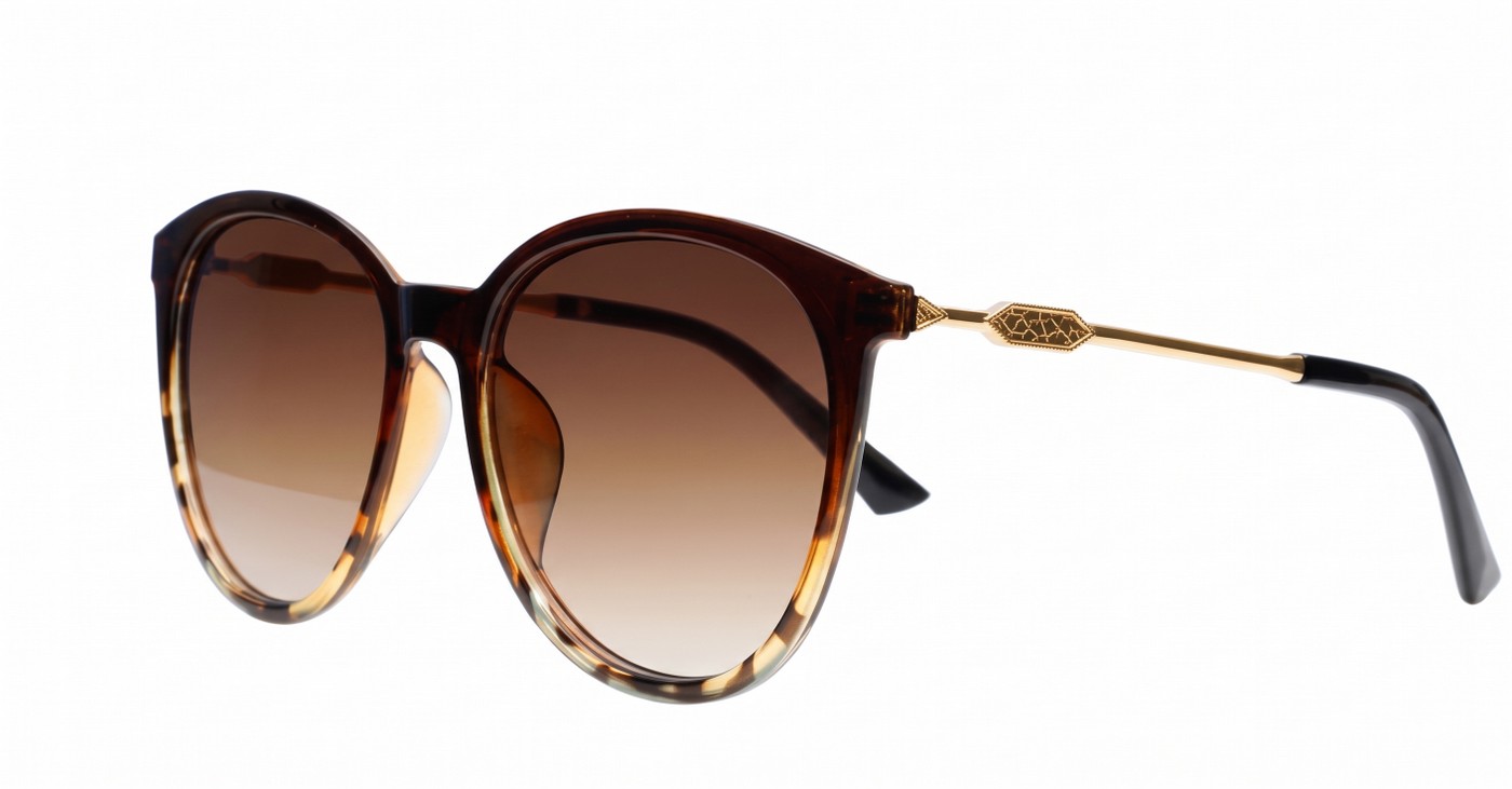 The Ruby oversized round UV400 sunglasses with gold metal temples and gradient lenses