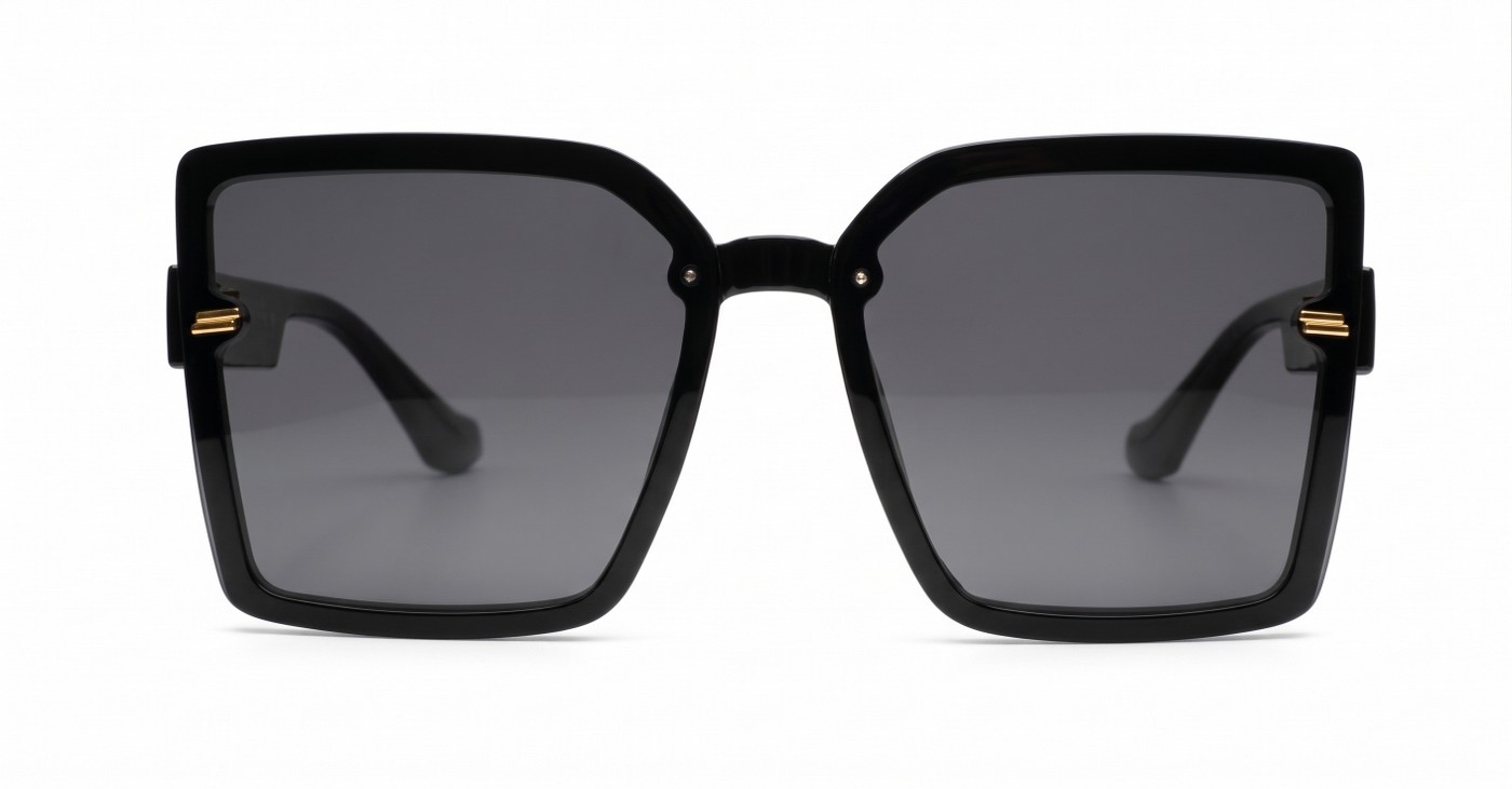 The Romy large square UV400 sunglasses with textured temples and gold detailing