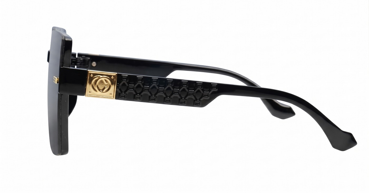 The Romy large square UV400 sunglasses with textured temples and gold detailing