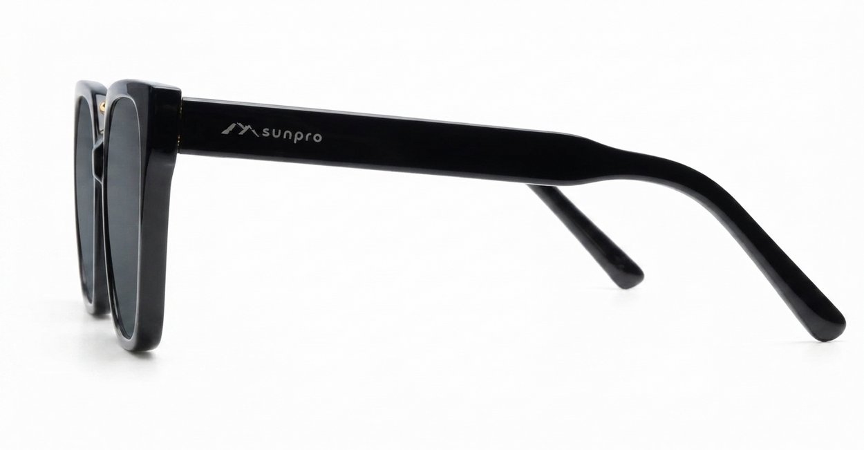 The Iconic Black soft cat-eye UV400 sunglasses for women with dark grey lense