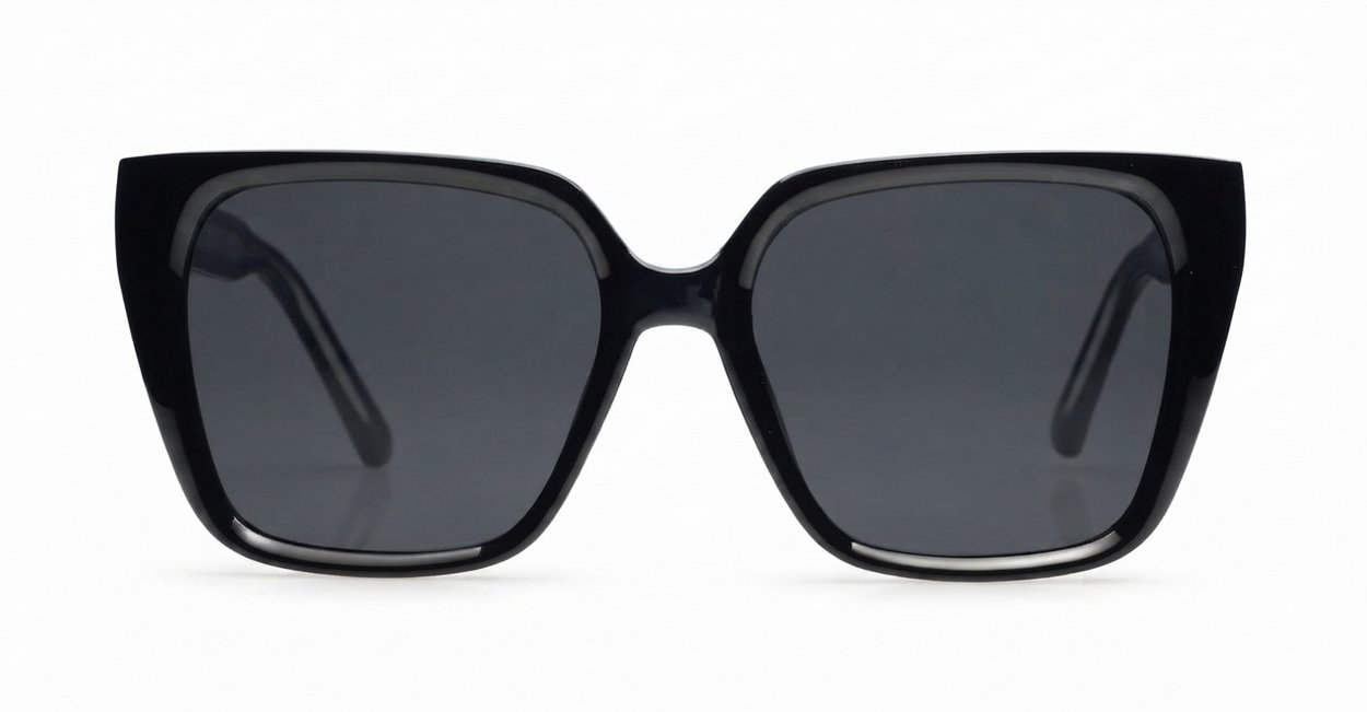 The Iconic Black soft cat-eye UV400 sunglasses for women with dark grey lense