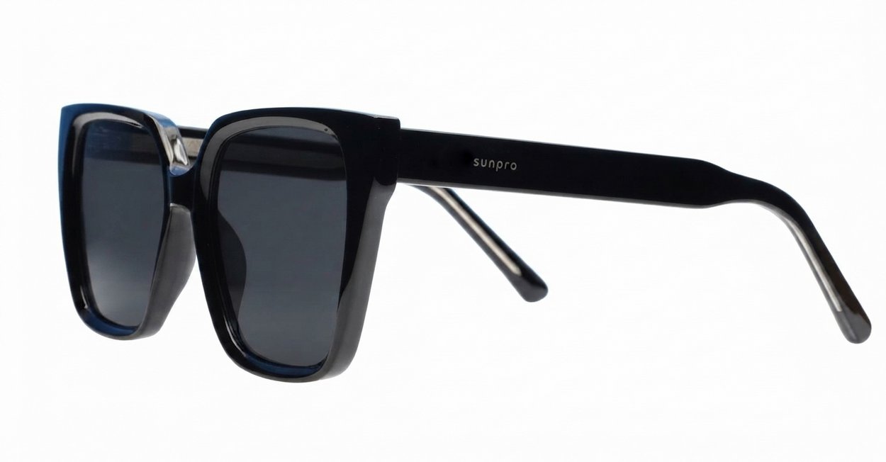 The Iconic Black soft cat-eye UV400 sunglasses for women with dark grey lense