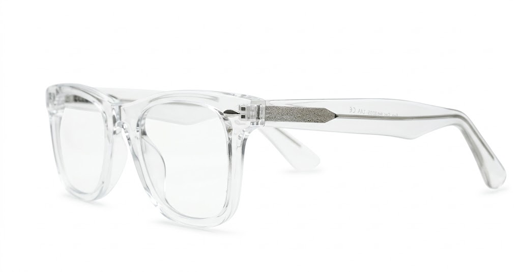 Vintage wayfarer anti blue light glasses with silver pip detailing and wire-core temples