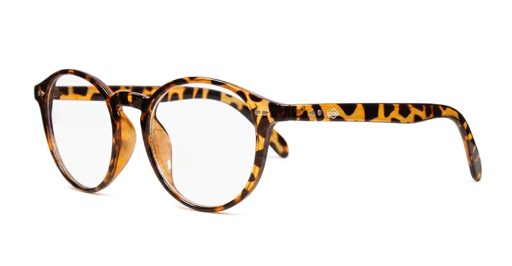 Large round anti blue light glasses with silver stud detail and flexible steel hinges