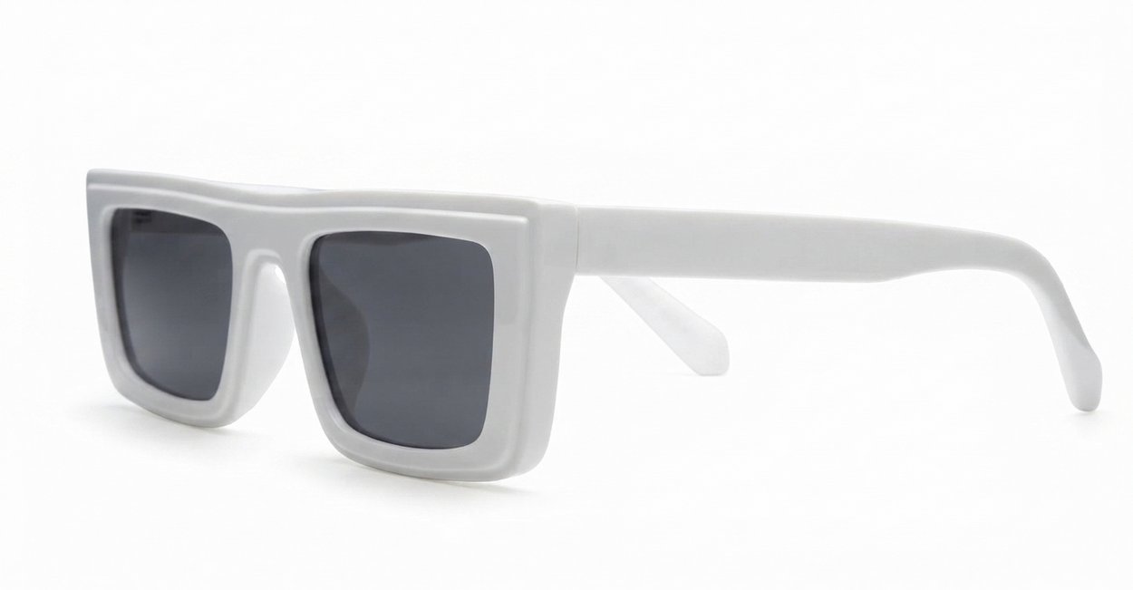 The Clara vintage rectangular flat-top UV400 sunglasses for women in black or white with super dark lenses