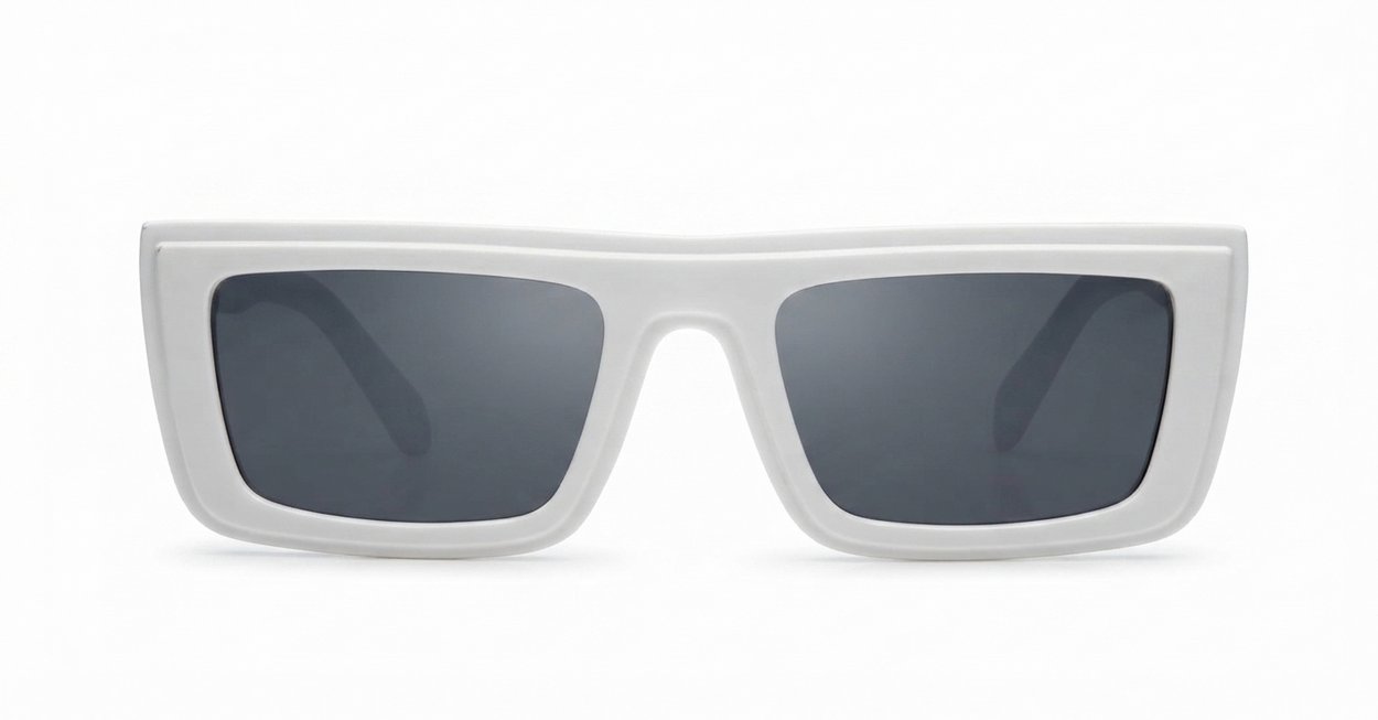 The Clara vintage rectangular flat-top UV400 sunglasses for women in black or white with super dark lenses