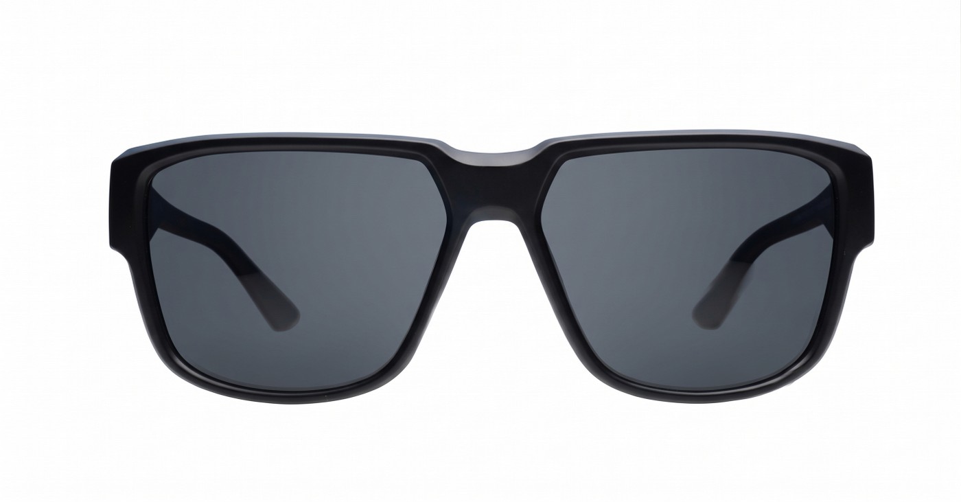 iPOP Cole flat top polarised sunnies in matte black with super dark lenses