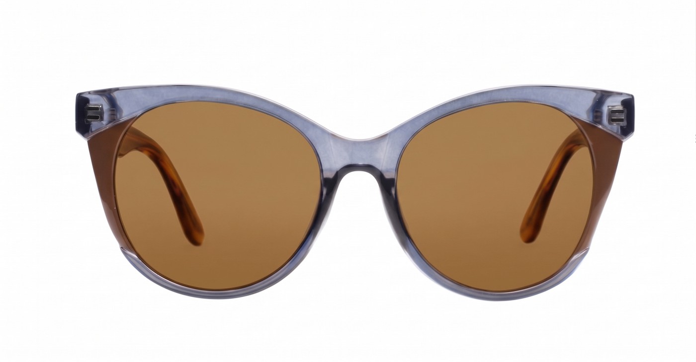 Gloria Brown cat-eye polarised sunglasses with dark brown lenses and inner core wire temples