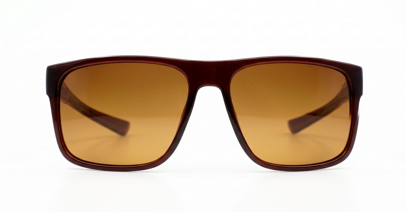 Polycarbonate wrap-around polarised sunglasses in slim fit profile
