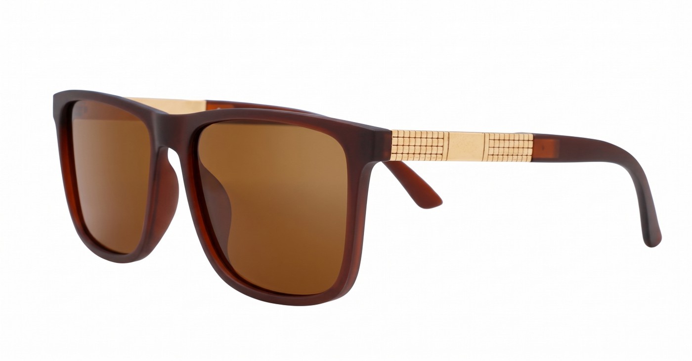  iPOP Leo men's flat top polarised sunnies in with metal temple detail