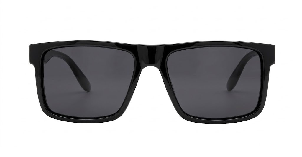 Mariner flat top polarised sunglasses textured temples metal detailing super dark lenses