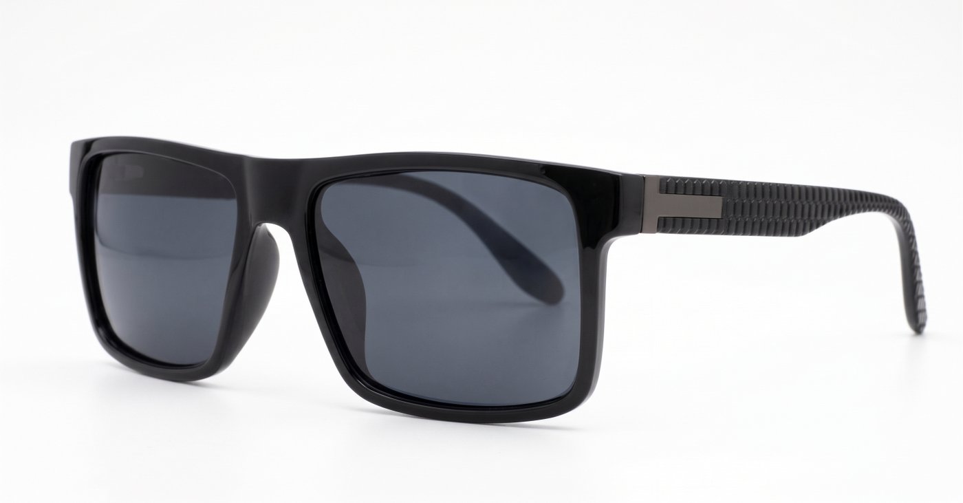 Mariner flat top polarised sunglasses textured temples metal detailing super dark lenses