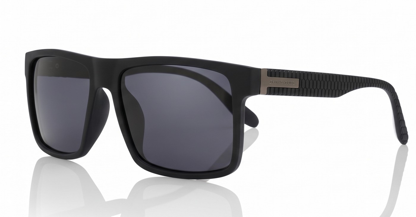 Mariner flat top polarised sunglasses textured temples metal detailing super dark lenses