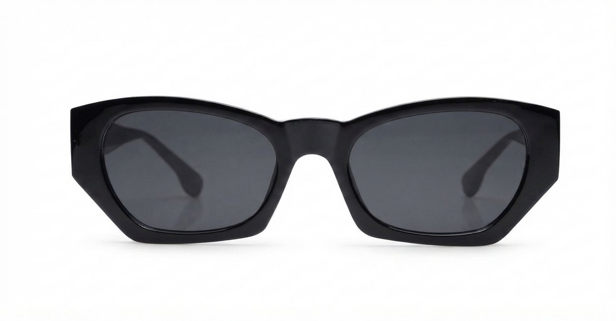The Matilda retro angular UV400 sunglasses for women in black or blue with super dark lenses
