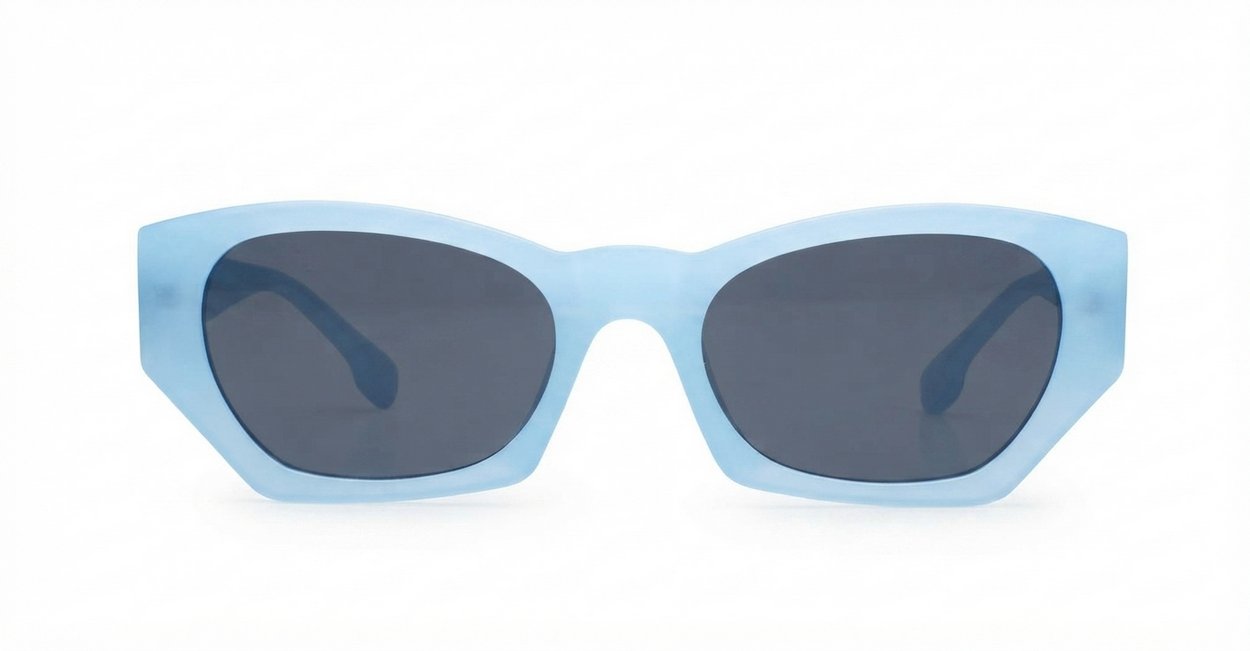 The Matilda retro angular UV400 sunglasses for women in black or blue with super dark lenses