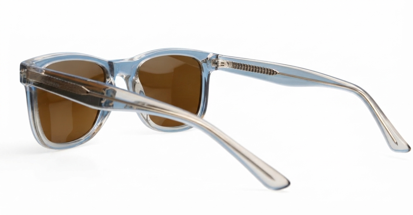 Maui Brown wayfarer polarised sunglasses with translucent grey frames brown lenses and inner core wire temples