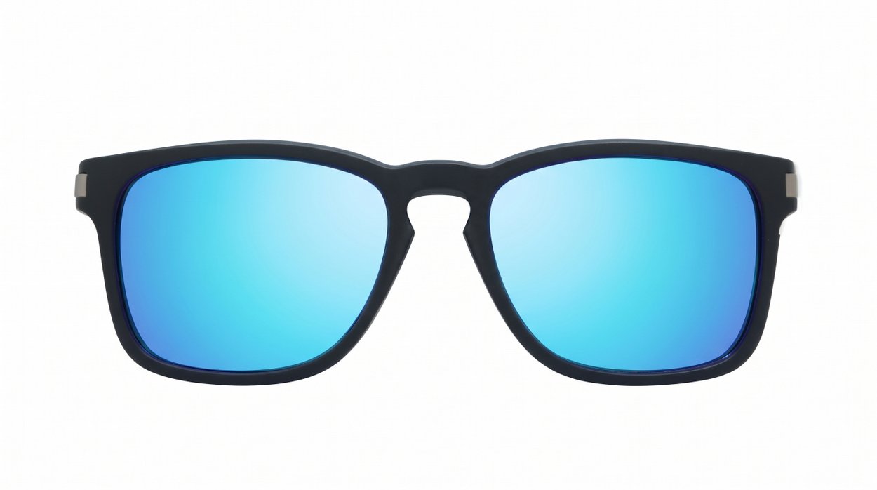 iPOP Nitro matte black square polarised sunnies with red mirror, blue mirror or dark grey lenses