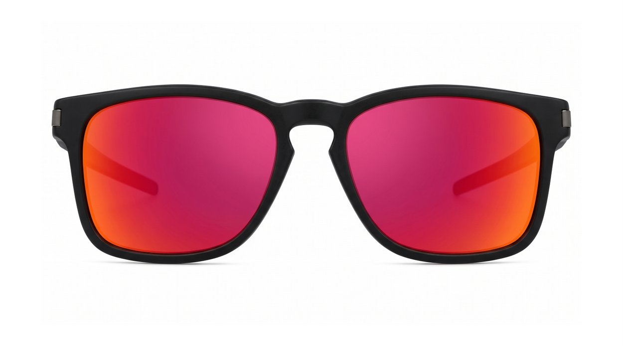 iPOP Nitro matte black square polarised sunnies with red mirror, blue mirror or dark grey lenses