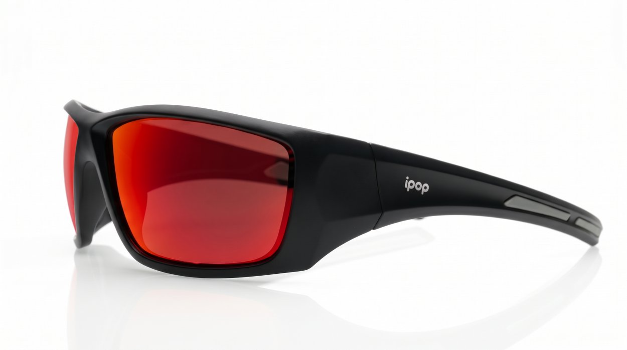 iPOP Blunt-RV wrap around polarised sunnies in grey with blue mirror 