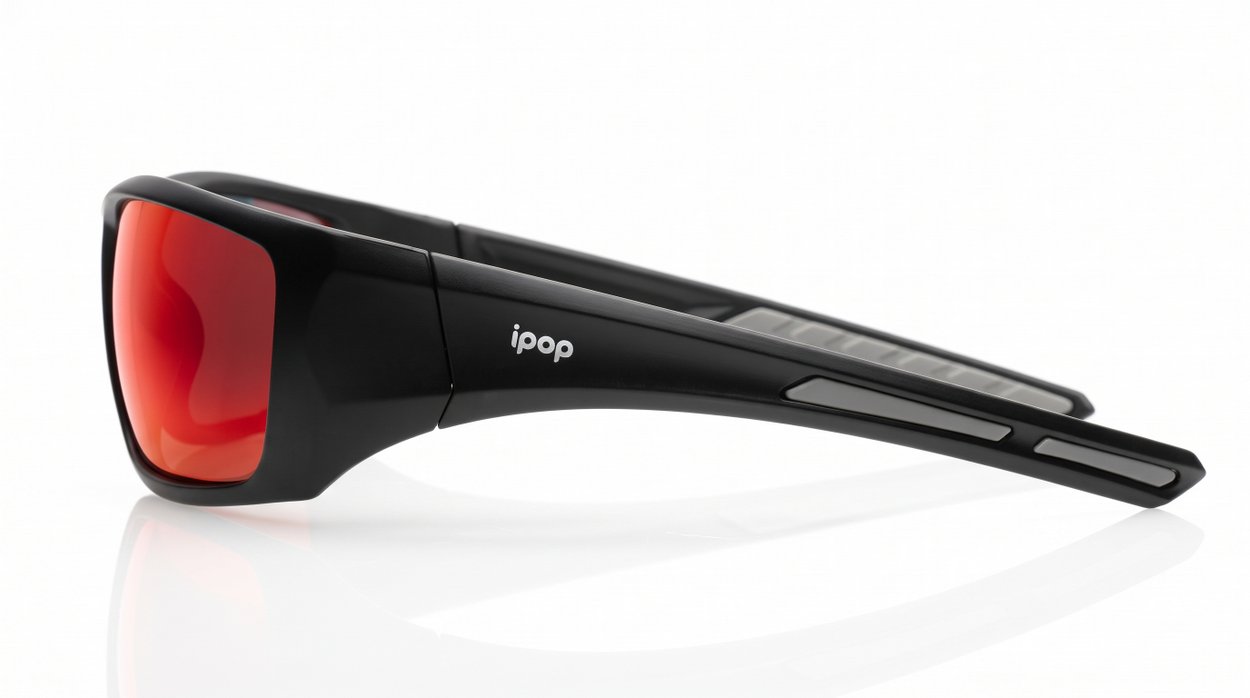 iPOP Blunt-RV wrap around polarised sunnies in grey with blue mirror 