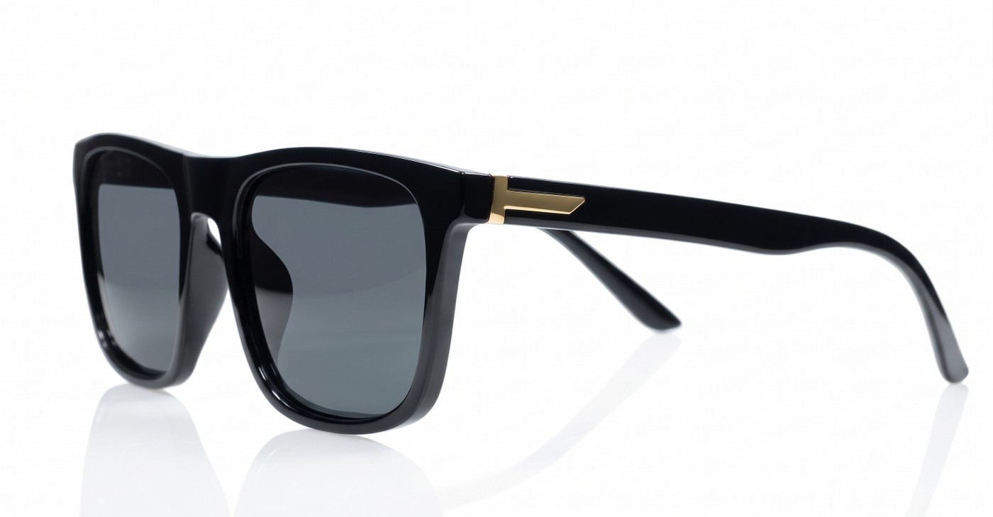 Vex wayfarer polarised sunglasses polycarbonate frames metal temple detailing