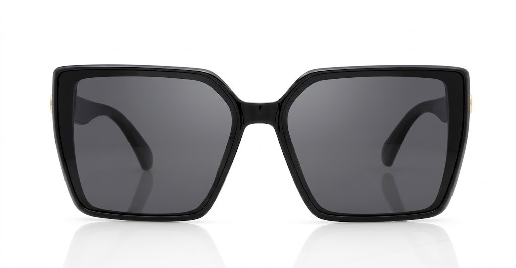 iPOP Duchess oversized square polarised sunnies in temple detail