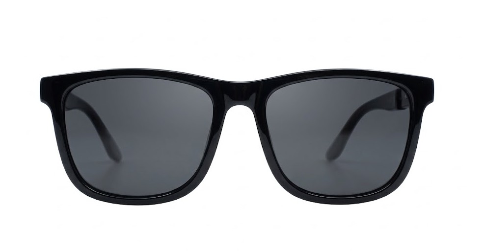 Grit Black sports wrap polarised sunglasses black frames red stripe temples