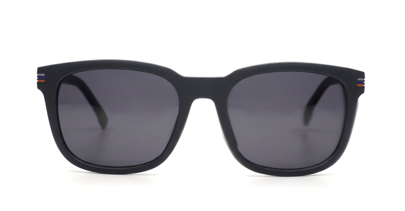 Matte black men's polarised sunglasses with colour stripe arms — Stride by iPOP