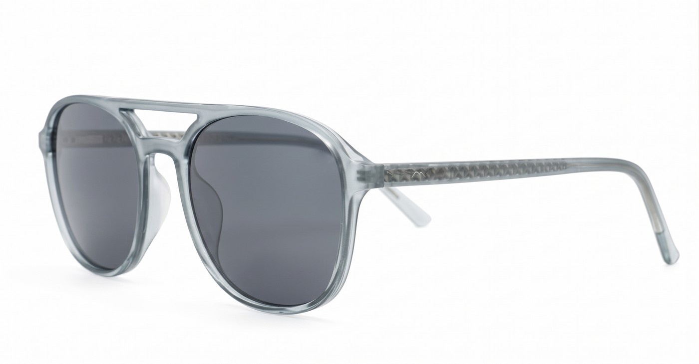 iPOP Echo compact polarised aviator sunglasses in translucent grey with dark grey lenses