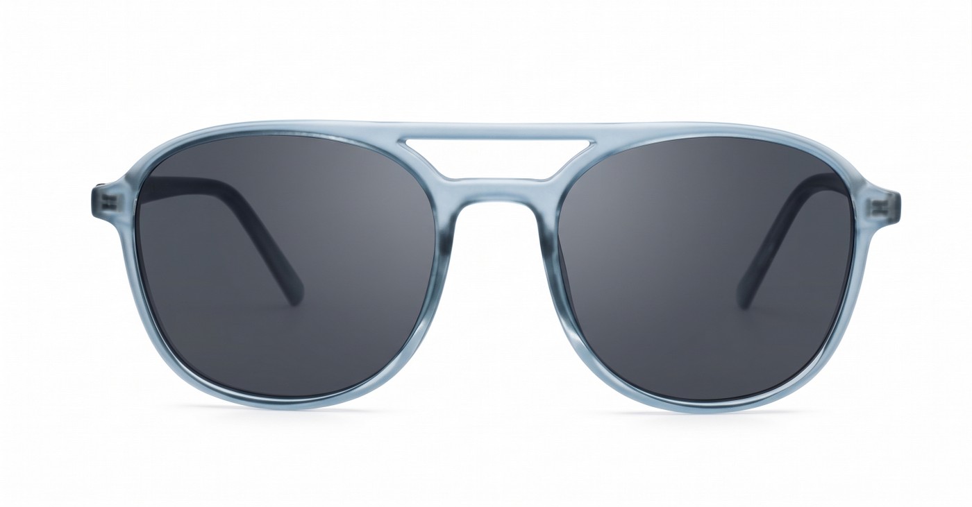 iPOP Echo compact polarised aviator sunglasses in translucent grey with dark grey lenses