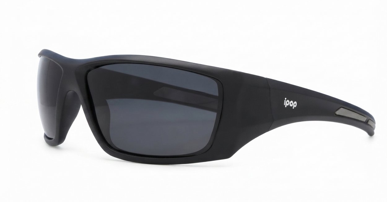  iPOP Blunt matte black wrap polarised sunnies with super dark non-mirror lenses